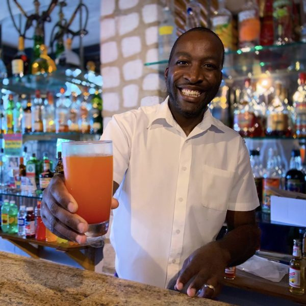 Bartender serving drinks