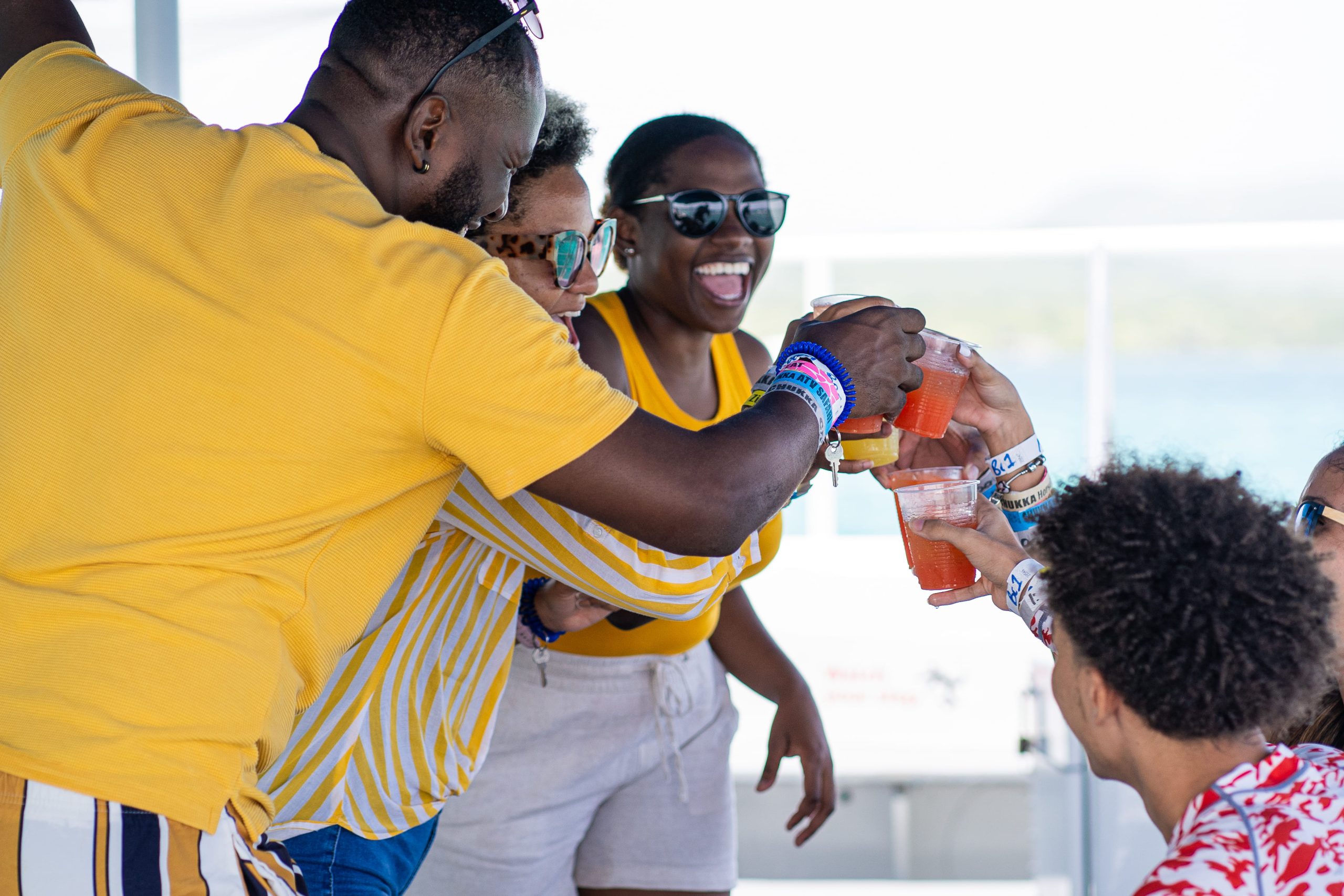 "Cheers!" Drinking on a Catamaran Cruise in the Caribbean.